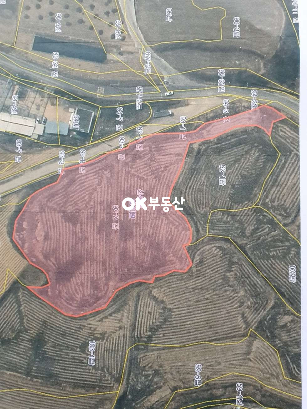 충남 아산시 영인면 신봉리 둔포토지 영인토지매매 2차선도로 접한 농림보호구역 매매 매물번호 17067 사진 1