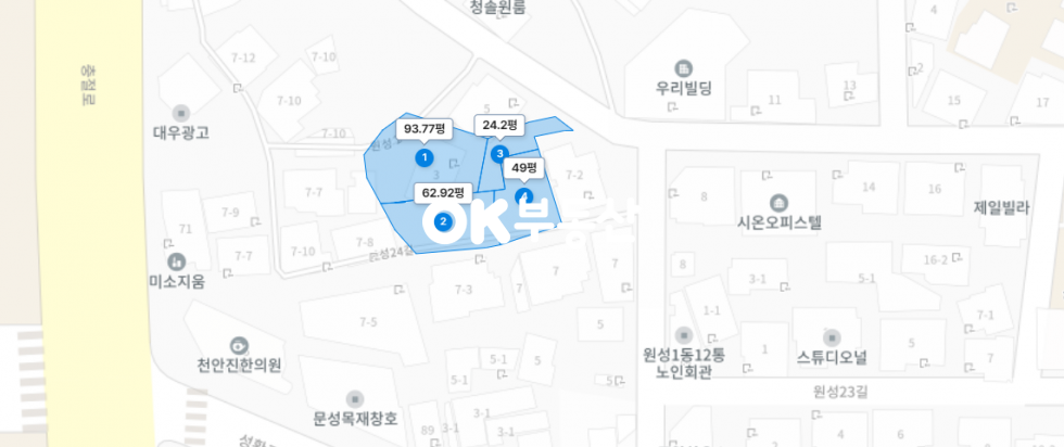 충남 천안동남구 원성동 천안오룡지구 근접투자하기 좋은 토지,건축하기 좋은 나대지 매물,주택1채포함 매매 매물번호 17217 사진 4