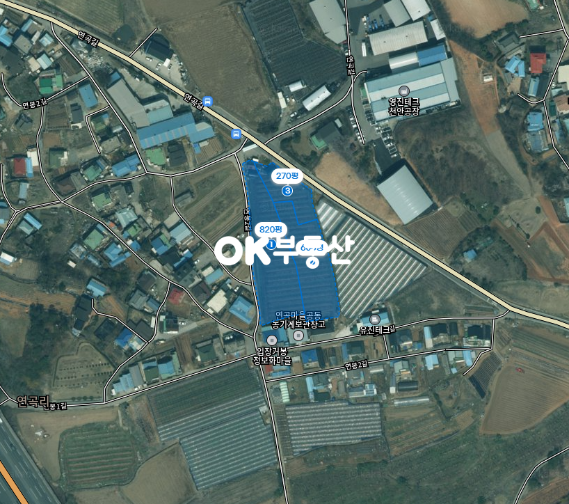 충남 천안서북구 입장면 연곡리 물류이동 좋은 2차선 대로변 토지 ★공장,창고,수익형 건물 추천 매매 매물번호 18436 사진 1